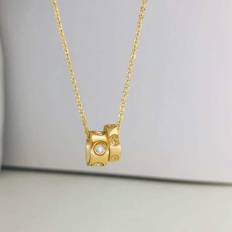OGD Store Layered CZ Rondelle Pendant Necklaces for Women, 14K Gold Plated Trendy Mariner Chain Dainty Circle Rondelle Pendant Choker Necklace for Women Two-Toned Cubic Zirconia Gold Necklace - Image 5